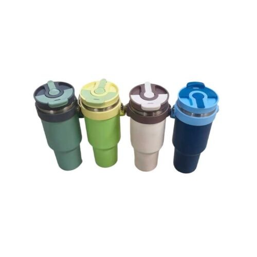 Stainless Steel Thermos Bottle with Straw (Random Colour)