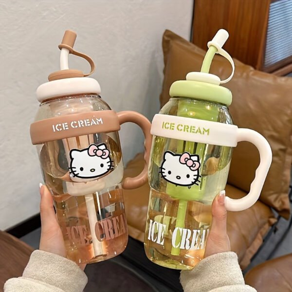Sanrio Hello Kitty PPSU Sports Water Bottle with Straw – Drop-Resistant Portable Drinking Cup