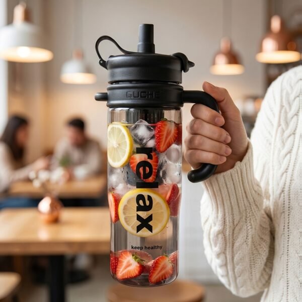 51oz Large-Capacity Sports Water Bottle with Handle – Black