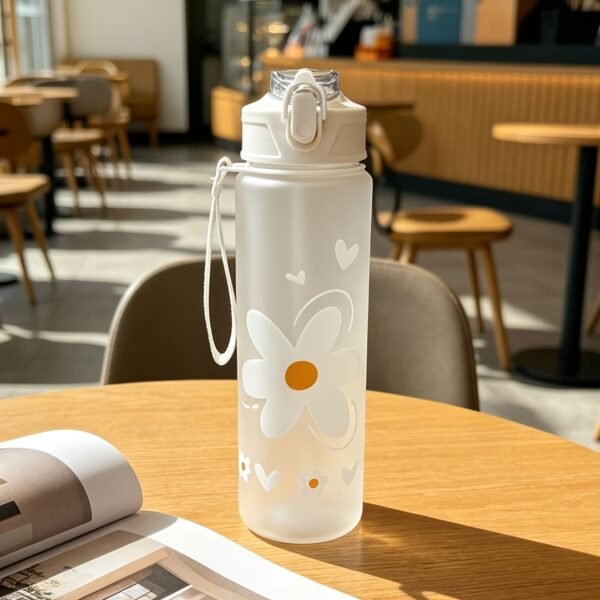 800ml Summer Daisy Straw Cup – Fresh Portable Bottle for Outdoor Camping