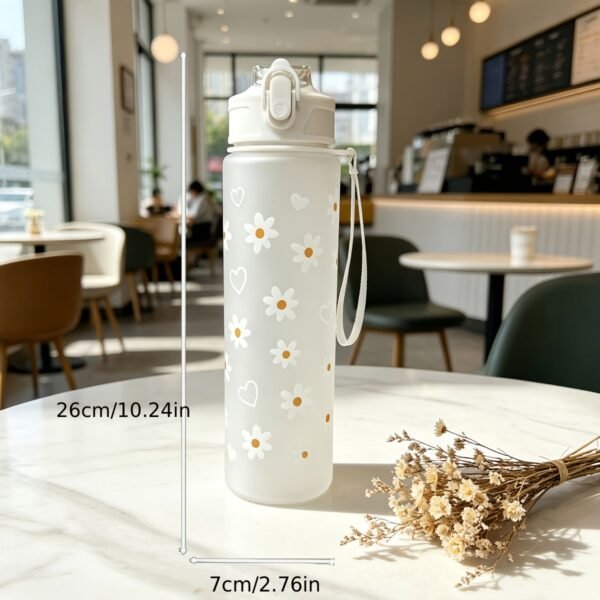 800ml Summer Daisy Straw Cup – Fresh Portable Bottle for Outdoor Camping