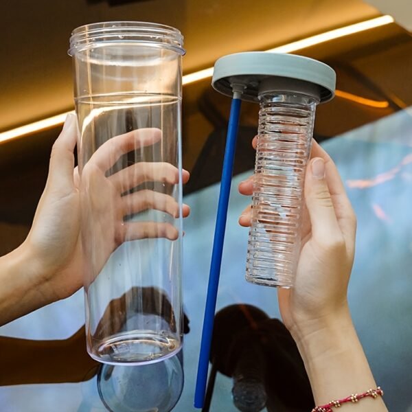 Large-Capacity Foldable Straw Lemon Cup with Tea Filter – Fashionable Portable Drinking Bottle