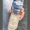 600ml Modern Letter Graphic Water Bottle – Large-Capacity Bottle for Home