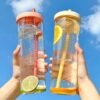 Large-Capacity Foldable Straw Lemon Cup with Tea Filter – Fashionable Portable Drinking Bottle