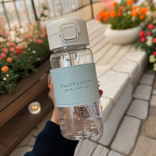 500ml One-Click Pop-Up Straw Water Bottle – Stylish High-Temperature-Resistant Plastic Cup