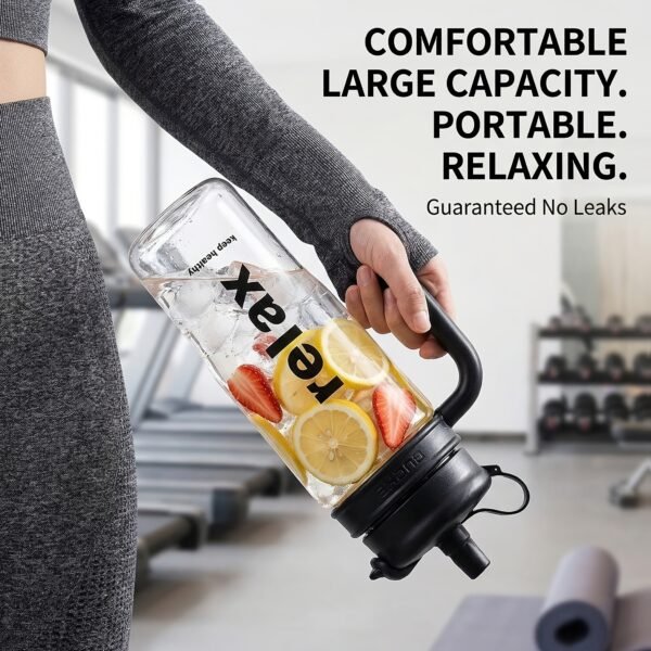 51oz Large-Capacity Sports Water Bottle with Handle – Black