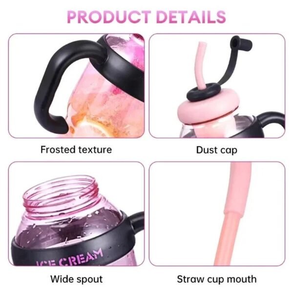 Premium Portable Water Drinking Bottle Plastic Transparent Sport Bottle with Straw Mug Botol Air